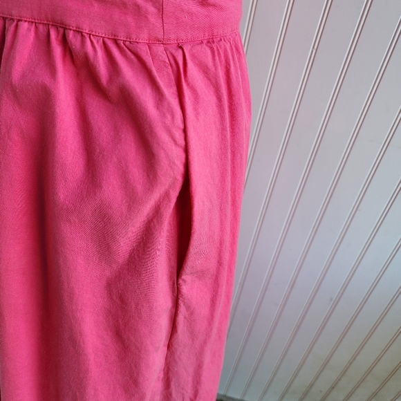 Ann Taylor Pink Poplin Flutter Sleeve V Neck Midi Dress Pockets Cotton Blend 4 - Picture 5 of 13